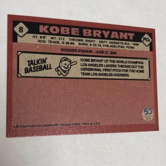 Kobe Bryant Los Angeles Dodgers Trading Card RARE - Picture 4 of 6